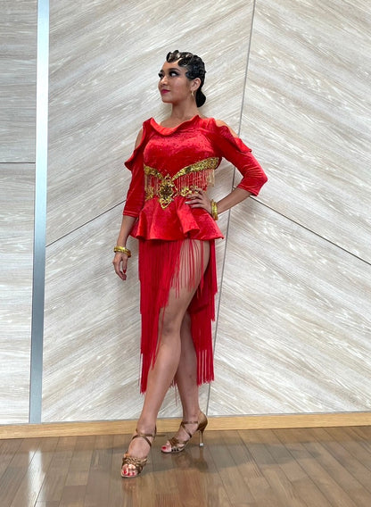 レッドベロアフリンジ