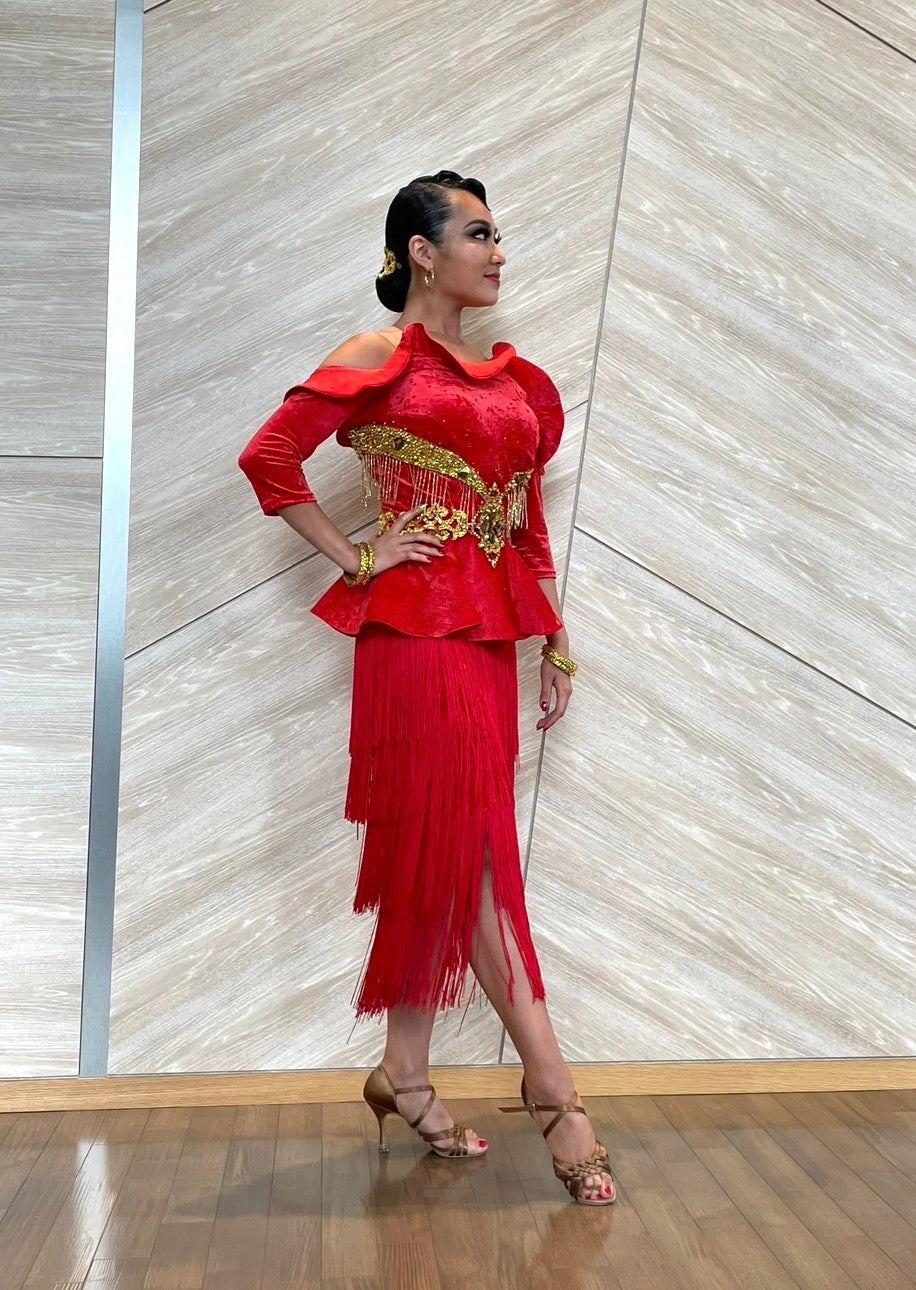 レッドベロアフリンジ