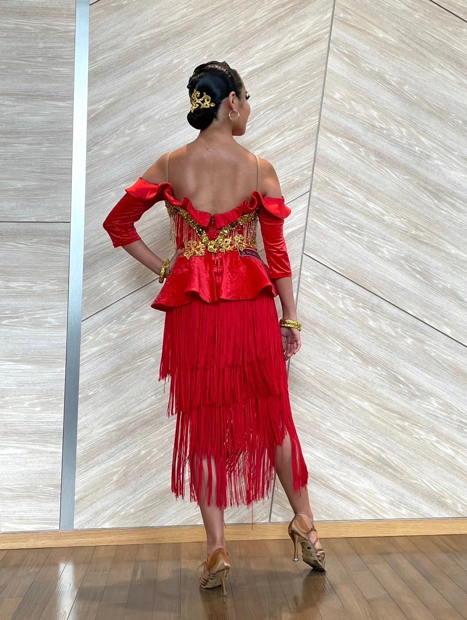 レッドベロアフリンジ