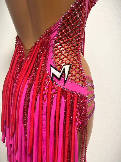 [M design] ビビッドピンク＆レッドフリンジ🦩